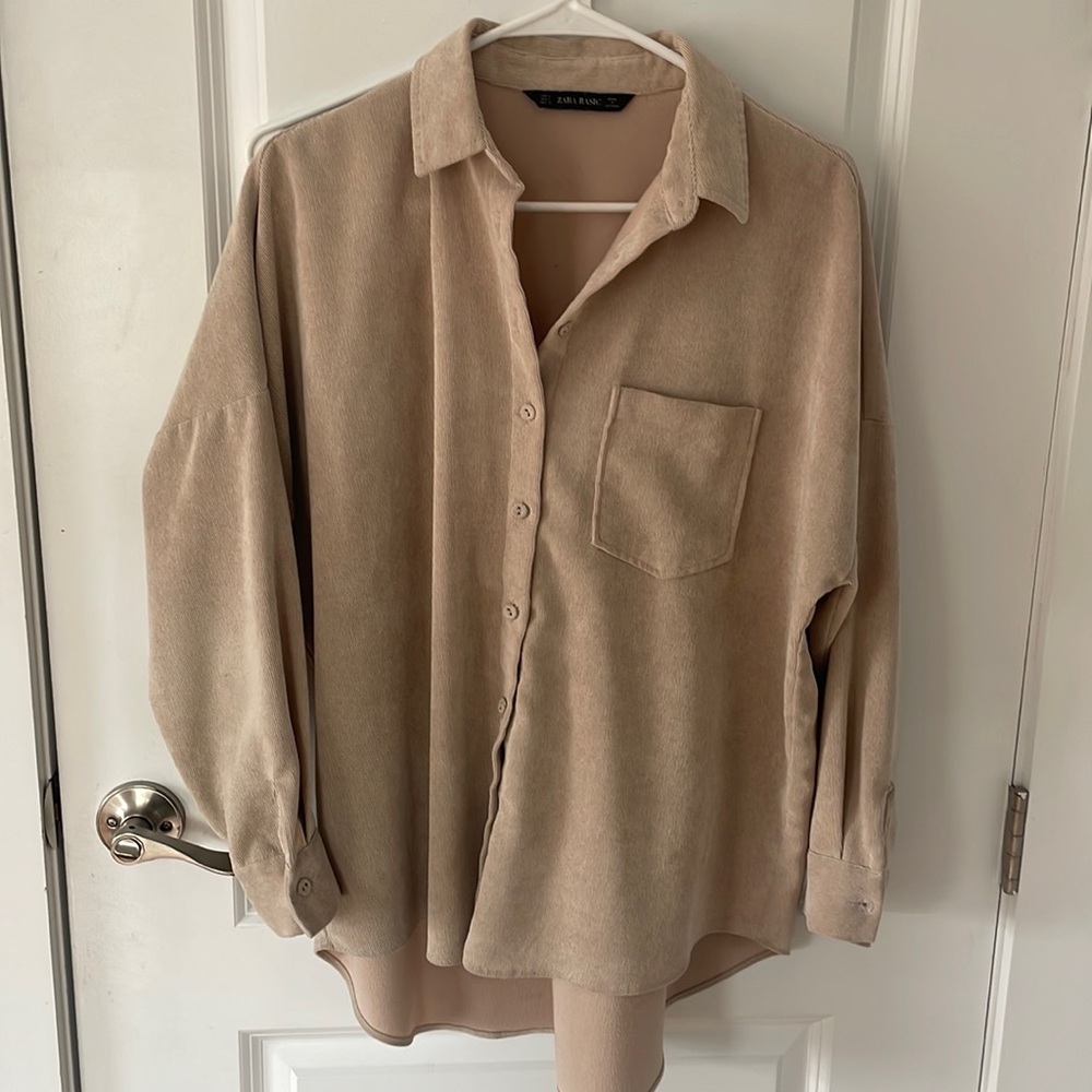 zara soft cozy button down